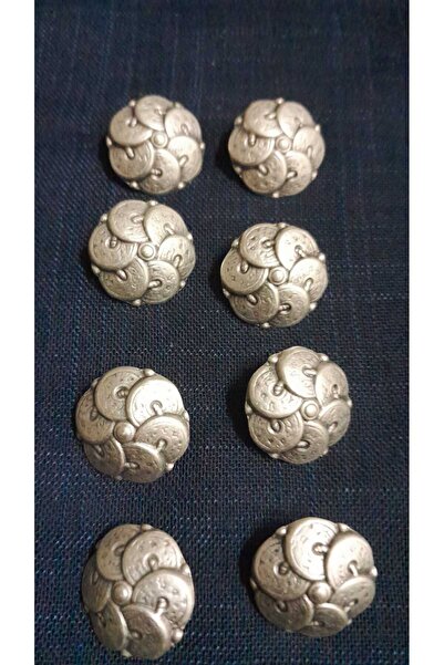 ILCARE Antique Silver Plated Brushed Metal Button 30 Size 18 mm 8 Pieces