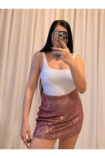 Labien Butik Pembe Payet Mini Etek – Esnek Kumaş