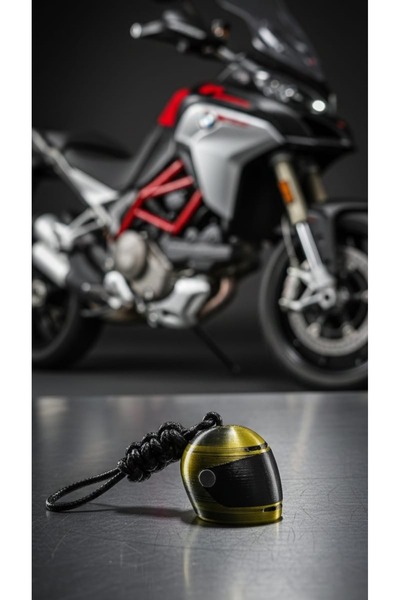 BARON Motosiklet Kask Anahtarlık - Tasarım Özel Deri Örgü İpli - Kask Figürlü...