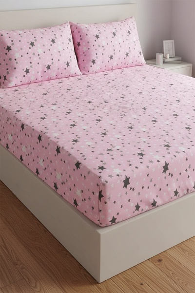Gasel Home Cotton Star Pattern Single Fitted Sheet Set