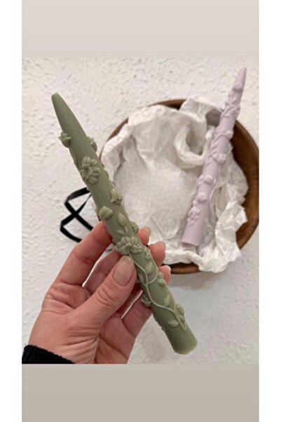 SCA CANDLE Dekoratif mum Bahar model Şamdanlık Mum 2 kili yeşil Renk 20x2 cm