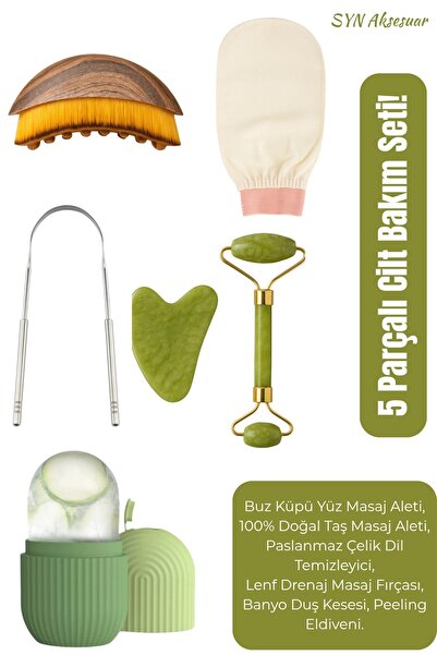 SYN AKSESUAR 5’li Süper Kişisel Bakım Seti – Doğal taş, İpek Kese, Dil Temizl...