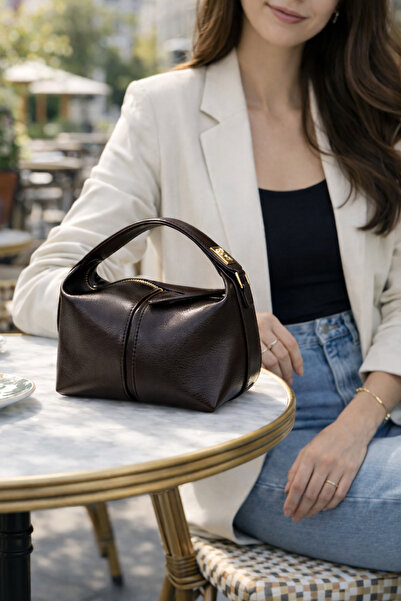 Nevalia حقيبة يد وكتف نسائية باللون البني الحار - حقيبة يومية أنيقة مع حزام ك...