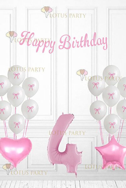 LOTUS PARTY Ροζ Μπαλόνι με Κορδέλα Ροζ Κορδέλα Λευκό Μπαλόνι με Κορδέλα Σετ Γ...