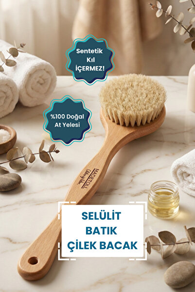 Madetoll %100 Doğal At Kılı Uzun Saplı Batık & Selülit Fırçası