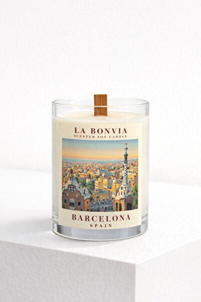 Barcelona Kiraz Çiçeği Kokulu %100 Doğal Soya Mumu Ahşap Fitilli Dekoratif Bardak Mum