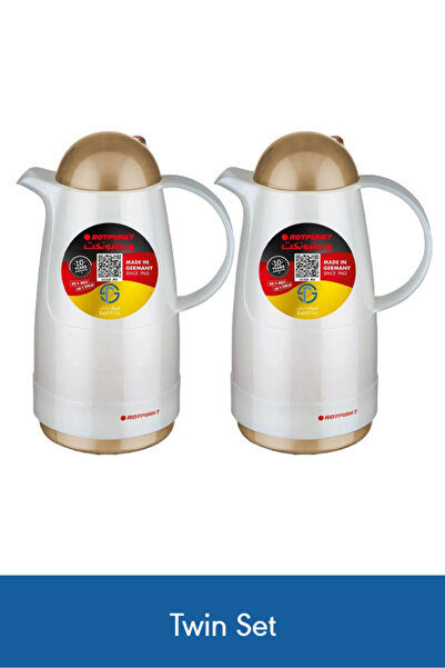 ROTPUNKT Premium 1L Thermos Double Pack White & Light Beige – 24h Hot / 36h Cold