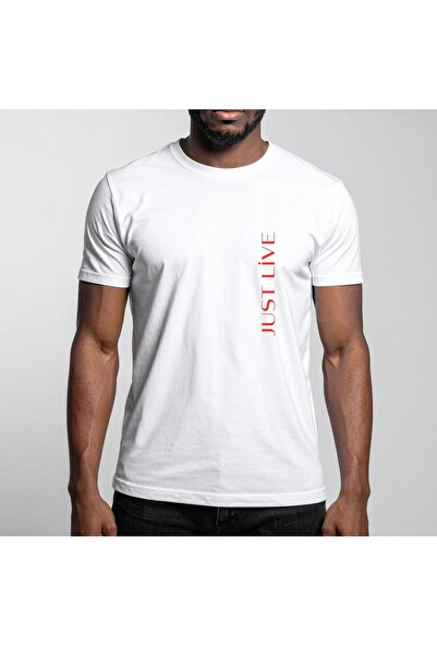 playwear Unisex Συλλογή JUST LIVE - ΣΤΕΝΟΓΡΑΦΗΜΕΝΟ ΚΕΙΜΕΝΟ - Μπλουζάκι με χαλ...