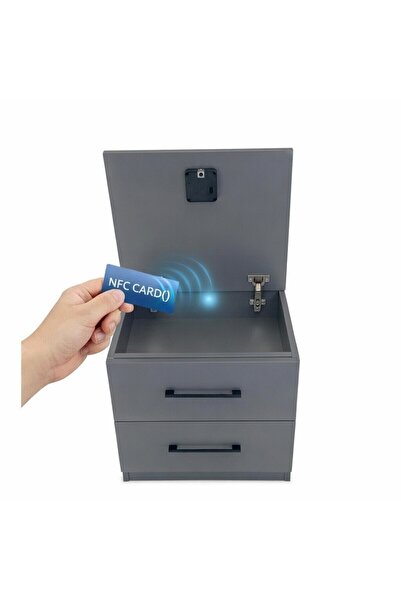 Mobx NFC Kilitli Gizli Bölmeli Komodin İki Çekmeceli - Güvenli ve Şık Depolam...