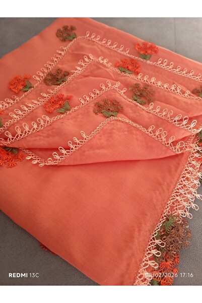 Cenk İğne oyalı taba rengi yazma