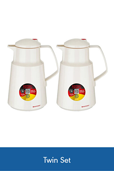 ROTPUNKT ترمس فاخر سعة 1 لتر، عبوة مزدوجة، لون أبيض - يحافظ على المشروبات ساخ...