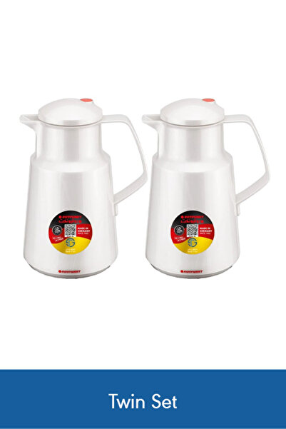 ROTPUNKT ترمس فاخر سعة 1 لتر، عبوة مزدوجة، لون أبيض - يحافظ على المشروبات ساخ...