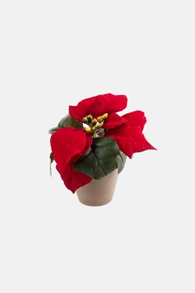 Mica Decorations Artificial Decorative Poinsettia Flowers Plant With Pot