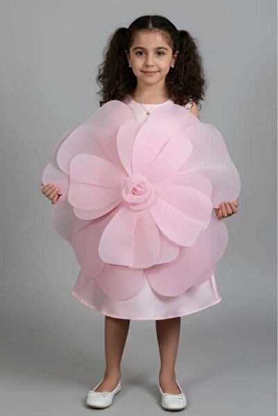 Alesaei-mondo tondo فستان بناتي سهرات وردي بتصميم وردة عملاقة S01155