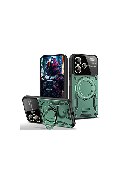 eco port غطاء حماية Redmi Note 13 Pro Plus مع حامل للعدسة - أخضر داكن