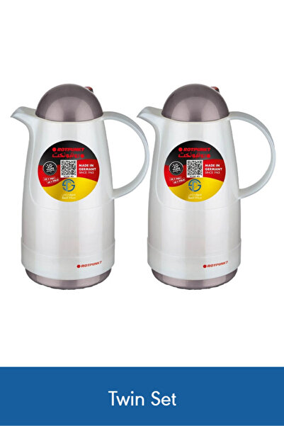 ROTPUNKT Premium 1L Thermos Double Pack White & Gray – 24h Hot / 36h Cold