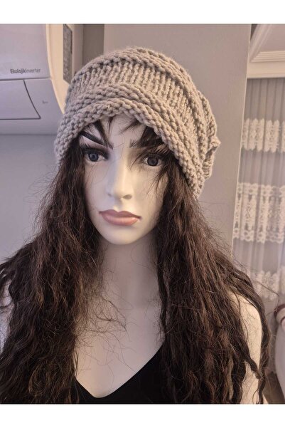 Hobiuniverse Hand Knitted Women's Beanie Winter Woolen Draped Oversized Bohem...