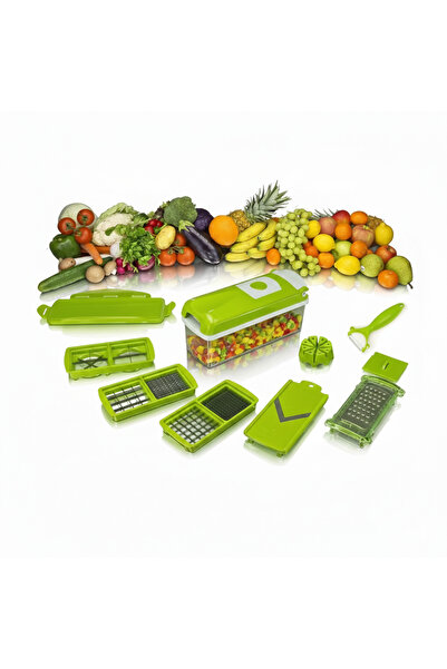 DARBEST Home vegetable and fruit slicer - 12 in 1 - 1.5L capacity - Green and...