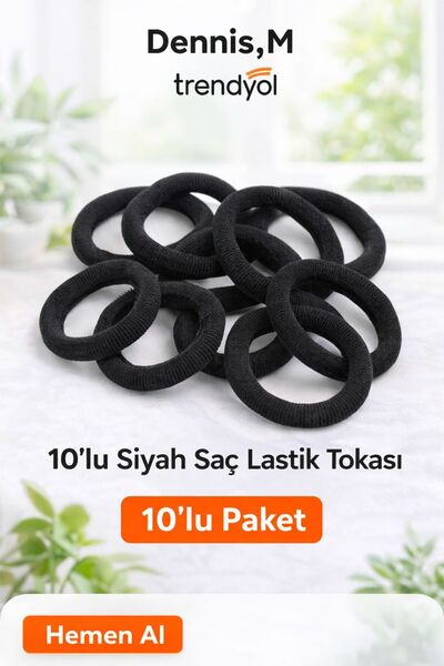 BAGS مشبك شعر مطاطي أسود من دينيس، عبوة من 10 قطع |   مرنة، متينة، عالية الجودة