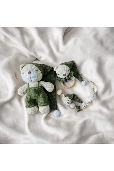 Zey's Amigurumi Amigurumi Şapkalı Uykucu Ayıcık Yenidoğan Set, Uyku arkadaşı,...