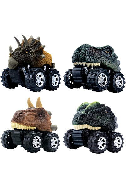 OEM Camion dinozaur carnivor cu propulsie mecanică, set de 4 piese