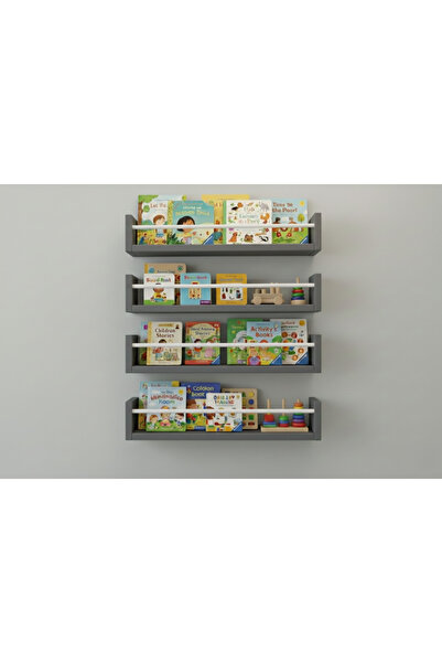 EGN WOODS منظم غرفة الأطفال من خشب MDF أنثراسايت مقاس 30 × 4 قطع، مجموعة تعلي...