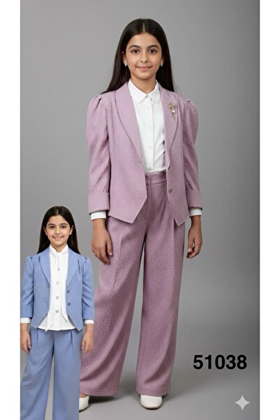 Rawai Roma Girls' formal suit: blazer and trousers in a textured fabric