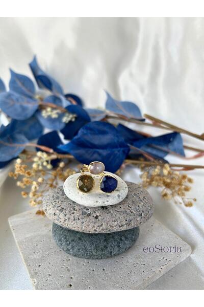 eoStoria Limon Kuvars, Safir ve Aytaşlı Trio Yüzük