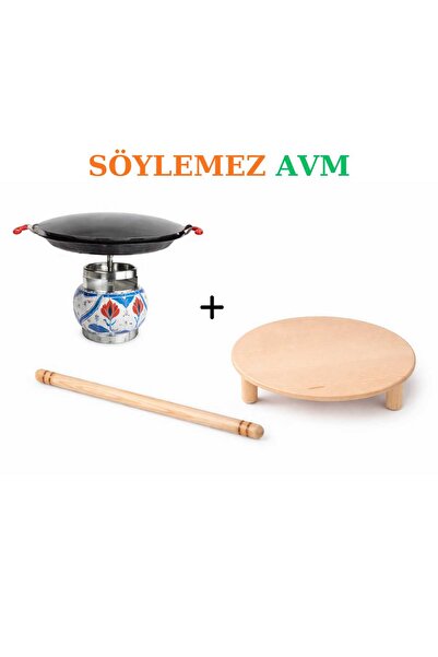 Söylemezavm 45 cm Portatif Sac + 50 cm Katlanabilir Ekmek Tahtası + 50 cm Okl...