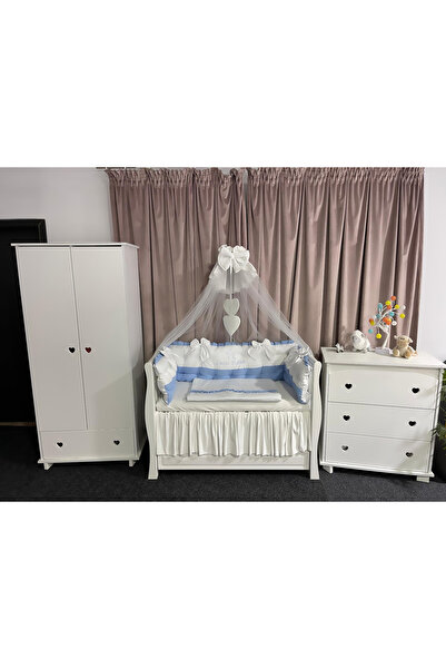 PeppiBambini Personalized 7-piece ROYAL Velvet White Blue crib bedding -