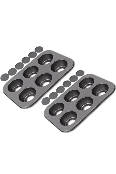Smart Kitchen 2 Non-stick carbon steel 6-cavity cupcake and muffin baking tra...