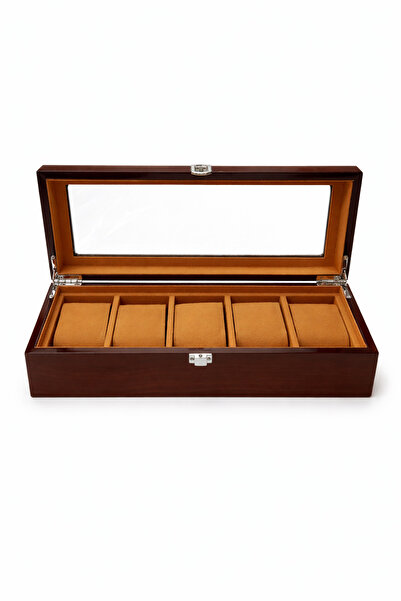 ROBERT TAYLOR 5-Piece Mahogany Imported Watch Box – Glass Lid, Imported Mahog...