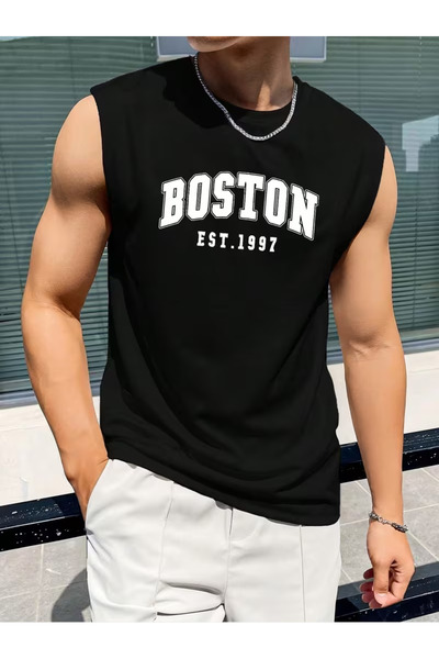 bellanova Silatrend Men's Black Original Printed Oversize Cut Cotton Crew Nec...