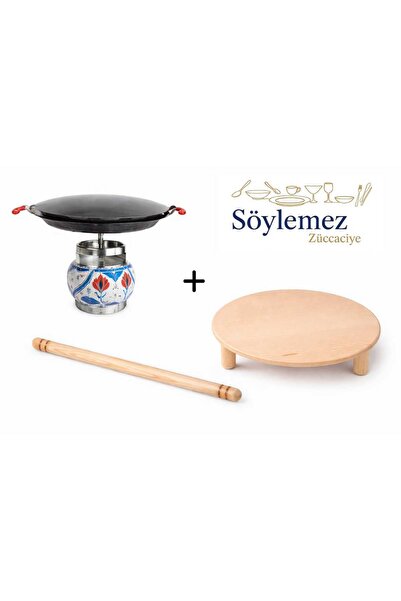 Söylemez Yöresel 45 cm Portatif Sac + 50 cm Katlanabilir Ekmek Tahtası + 50 c...