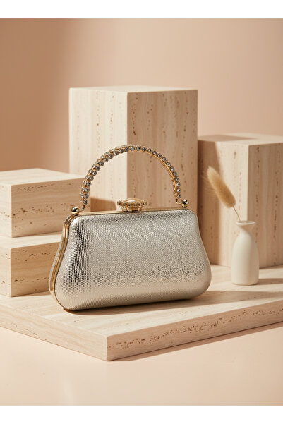 Biçanta Gold Color Snake Shell Pattern Chain Strap Women Evening Dress Bag We...