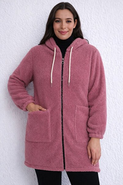 Modaytesettür Welsoft kumaş peluş polar kürklü ceket mont