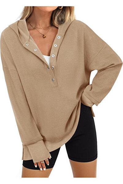OEM Bluză casual pentru femei, pulover respirabil, decolteu în V, maro, mărim...