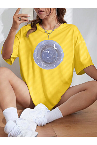 SUNFREE Zodiac Signs Mix Printed Crew Neck Cotton Short Sleeve Tshirt