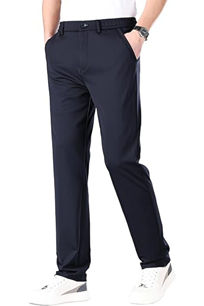 ZİLAY Men's casual pants, breathable, elastic waist, black 35W, 31L