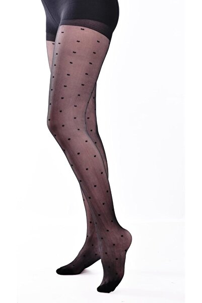 Pinky جوارب نسائية سوداء بنقشة منقطة، جوارب سوداء فائقة النعومة والمتانة للنساء