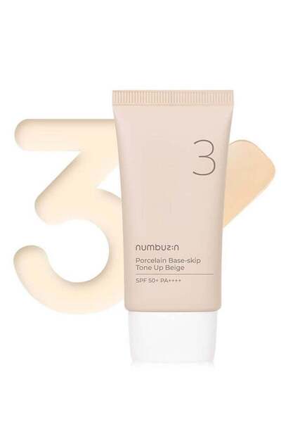 Numbuzin كريم أساس بورسلين رقم 3 - بيج SPF50+ PA++++ 50 مل