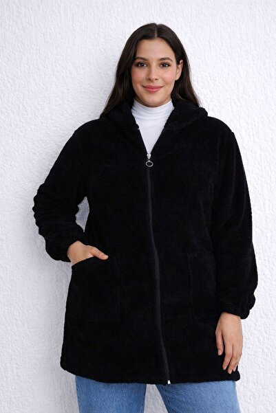 Modaytesettür Welsoft kumaş peluş polar kürklü ceket mont