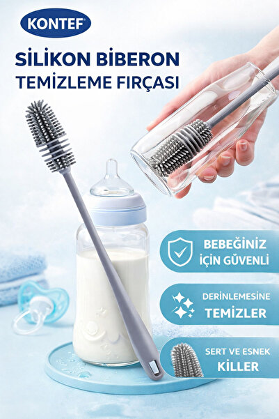 KONTEF Uzun Saplı 360 Dönen Biberon Temizleme Fırçası