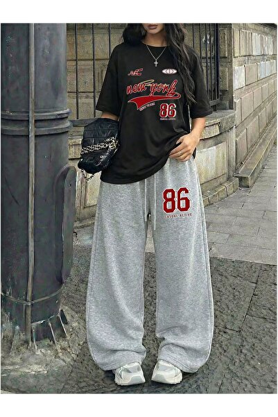 macklin Women's New York Casdall Printed Oversized T-Shirt and Baggy Sweatpan...