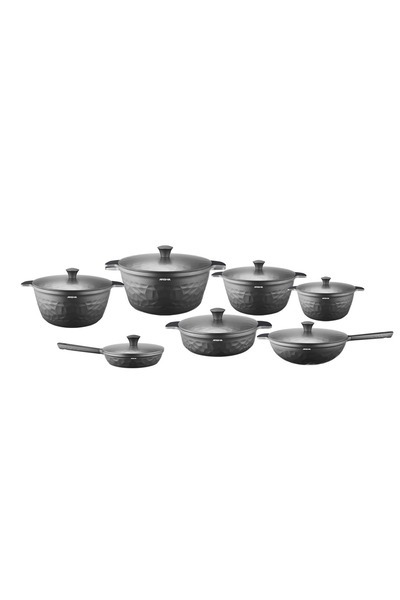 Arshia Diamond Cookware Set in Gray - 14 Pieces