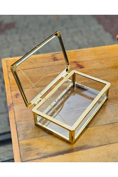 ozbience Şeffaf Cam Kutu Sunumluk, Kapaklı Çikolata ve Takı Saklama Kutusu