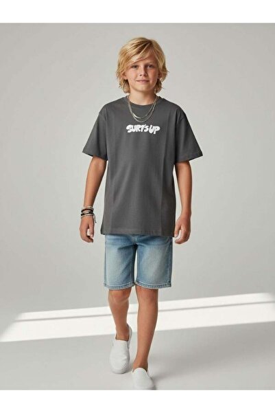 Zekids Μπλουζάκι για αγόρια με βαμβακερή επένδυση στην πλάτη και κοντομάνικο ...