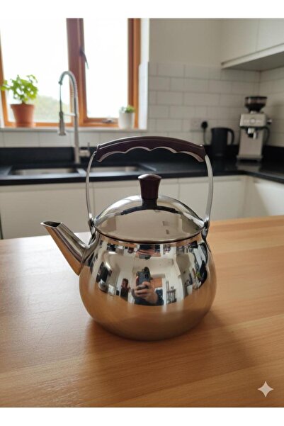 abnturk Üstten Saplı Paslanmaz Çelik Çaydanlık 1.8 Litre, 10x12x10 cm Aile Bo...