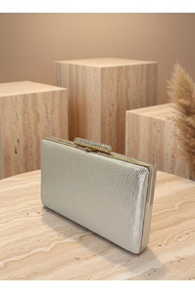 Biçanta Gold Color Snake Shell Pattern Chain Strap Women Evening Dress Bag We...