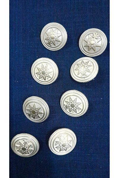 ILCARE أزرار معدنية برونزية مطلية بالفضة 34 مقاس 28 ملم 8 قطع